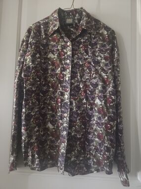 Floral Clichy 100 Percent Silk Blouse Size small NOS